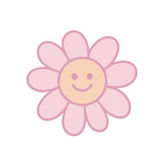 Bright and cheerful Smiley Flower Vinyl Sticker where this vinyl flower sticker radiates joy, embodying the Delulu spirit in your everyday healing rituals.