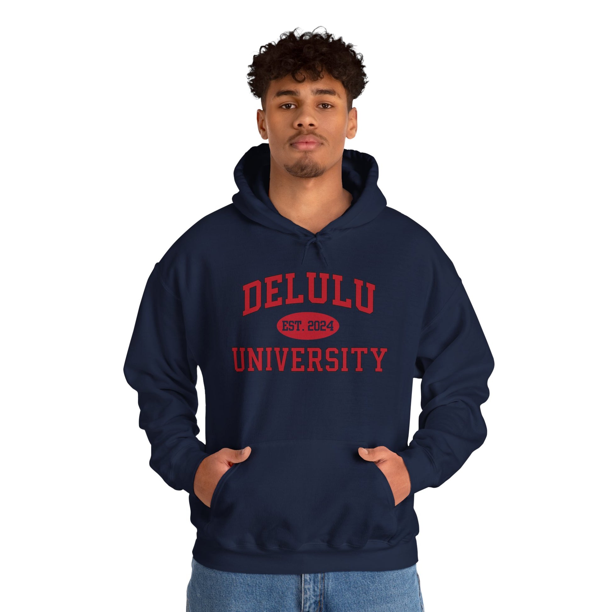 Delulu University Hoodie – Enroll in Chaos, Graduate in Vibes, this funny college hoodie will have you laughing through your studies.