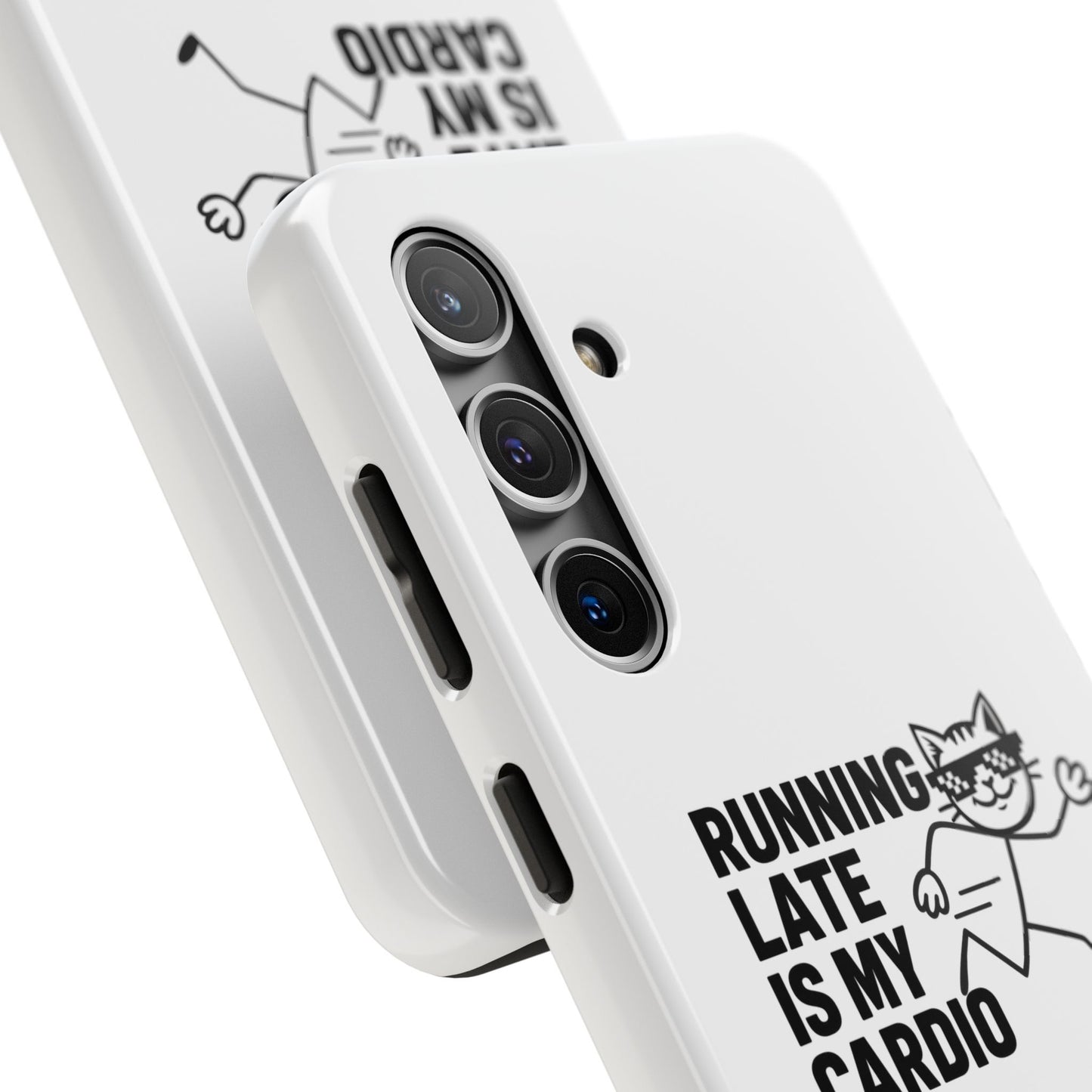 The Always Late, Never Broken – SLDPK Phone Case displayed with an iPhone, illustrating how this funny phone case fits seamlessly into daily life.