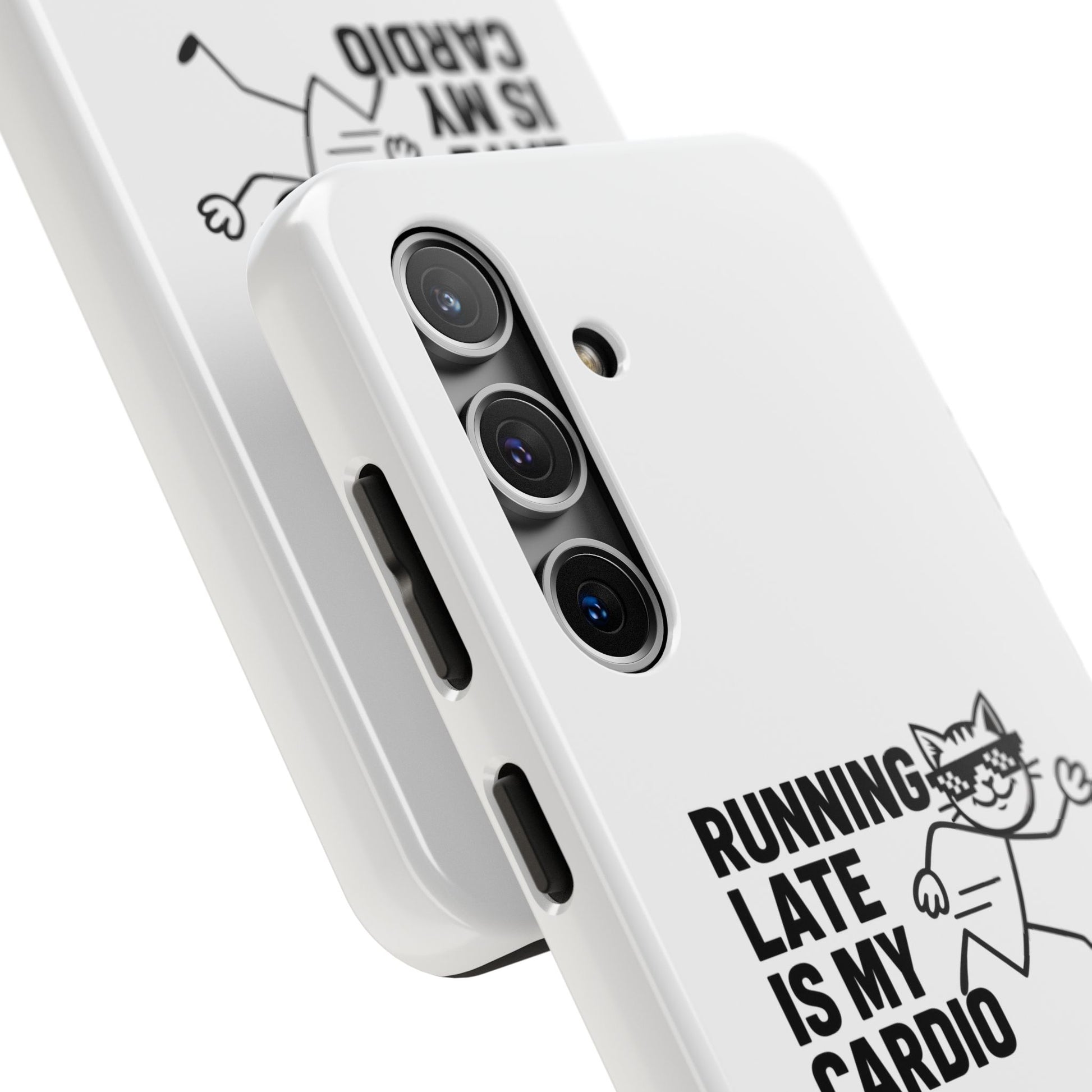 The Always Late, Never Broken – SLDPK Phone Case displayed with an iPhone, illustrating how this funny phone case fits seamlessly into daily life.