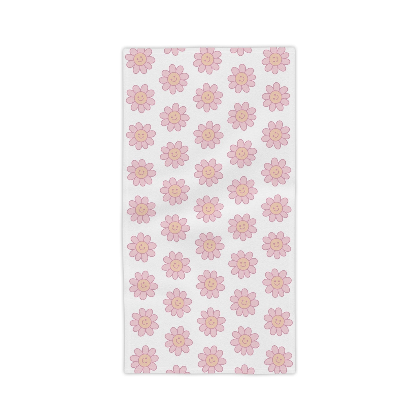 Bright and cheerful Delulu Floral Beach Towel laid out on sand, perfect for lounging in main character mode, embodying soft-girl vibes with its floral print.