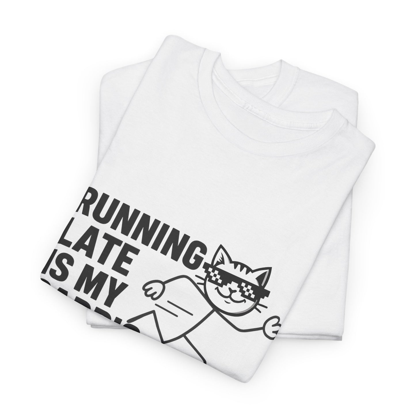 Running Late Club Tee in white, a hilarious choice among funny graphic t-shirts for latecomers everywhere.