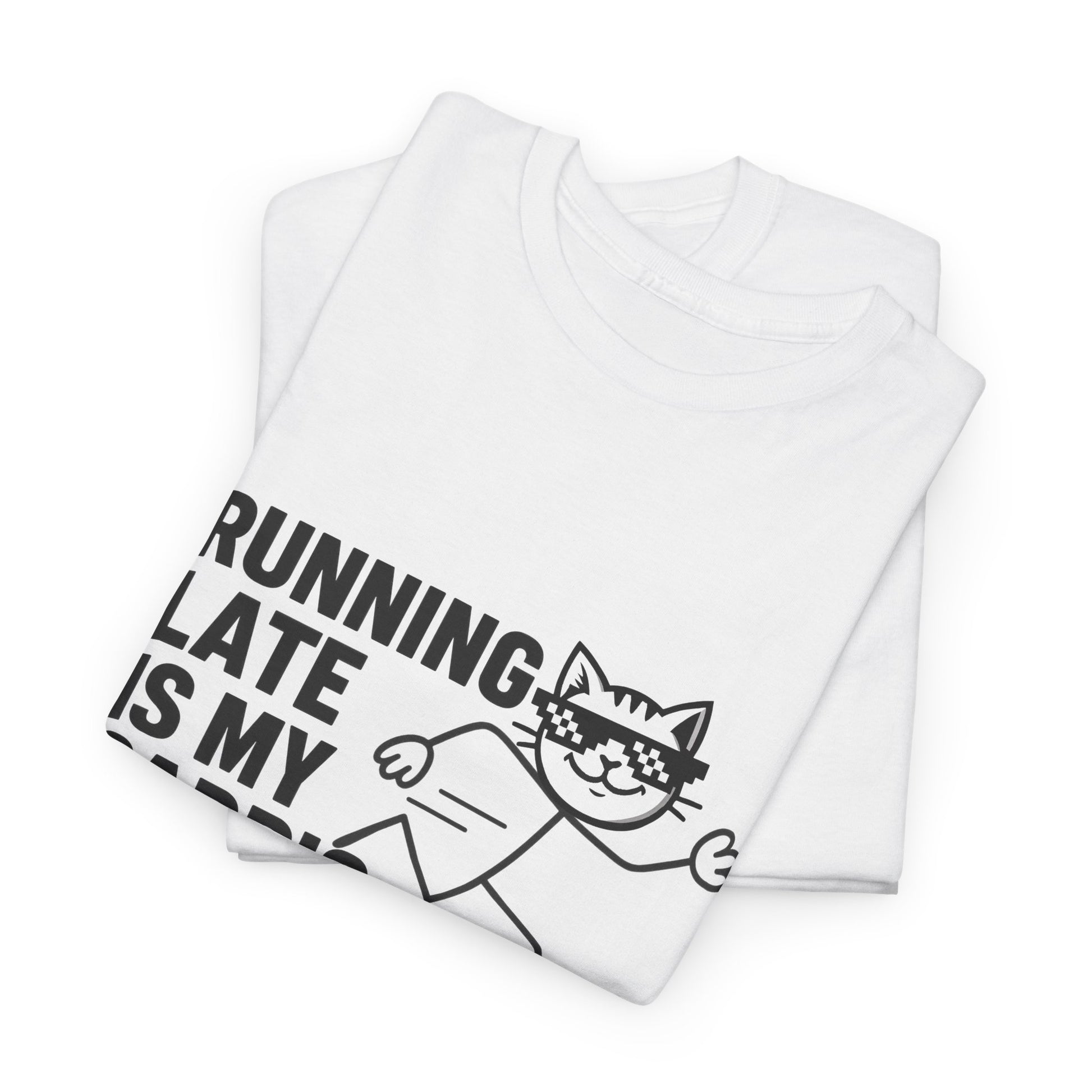 Running Late Club Tee in white, a hilarious choice among funny graphic t-shirts for latecomers everywhere.