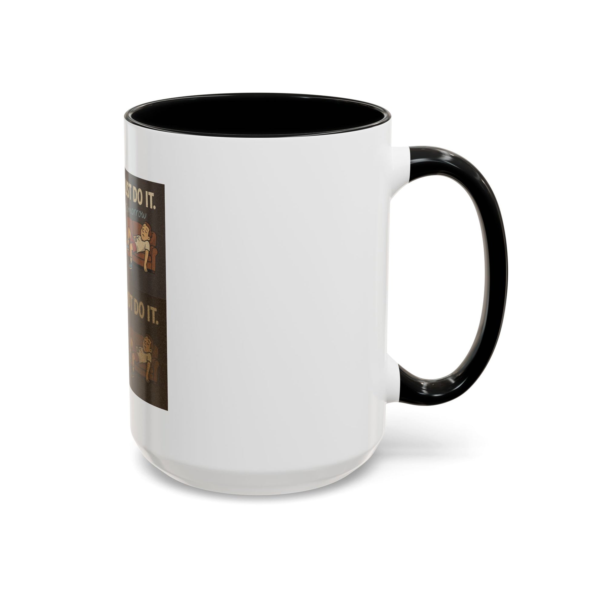 Playful design of the procrastination coffee mug, ideal for those who thrive on sipping while skipping tasks.