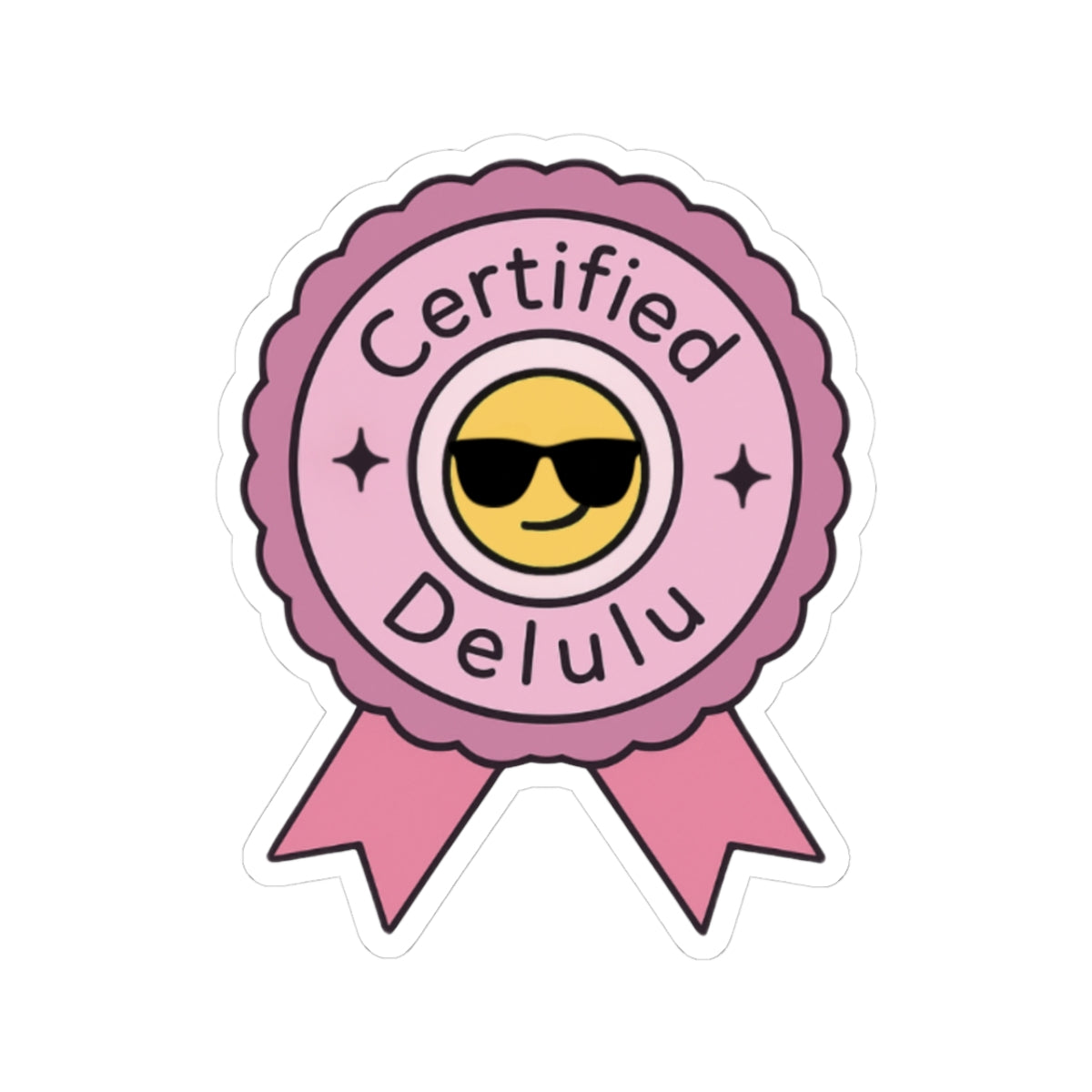 Certified Delulu Vinyl Sticker featuring a whimsical design, perfect for the aesthetic overthinker and a must-have aesthetic vinyl sticker.