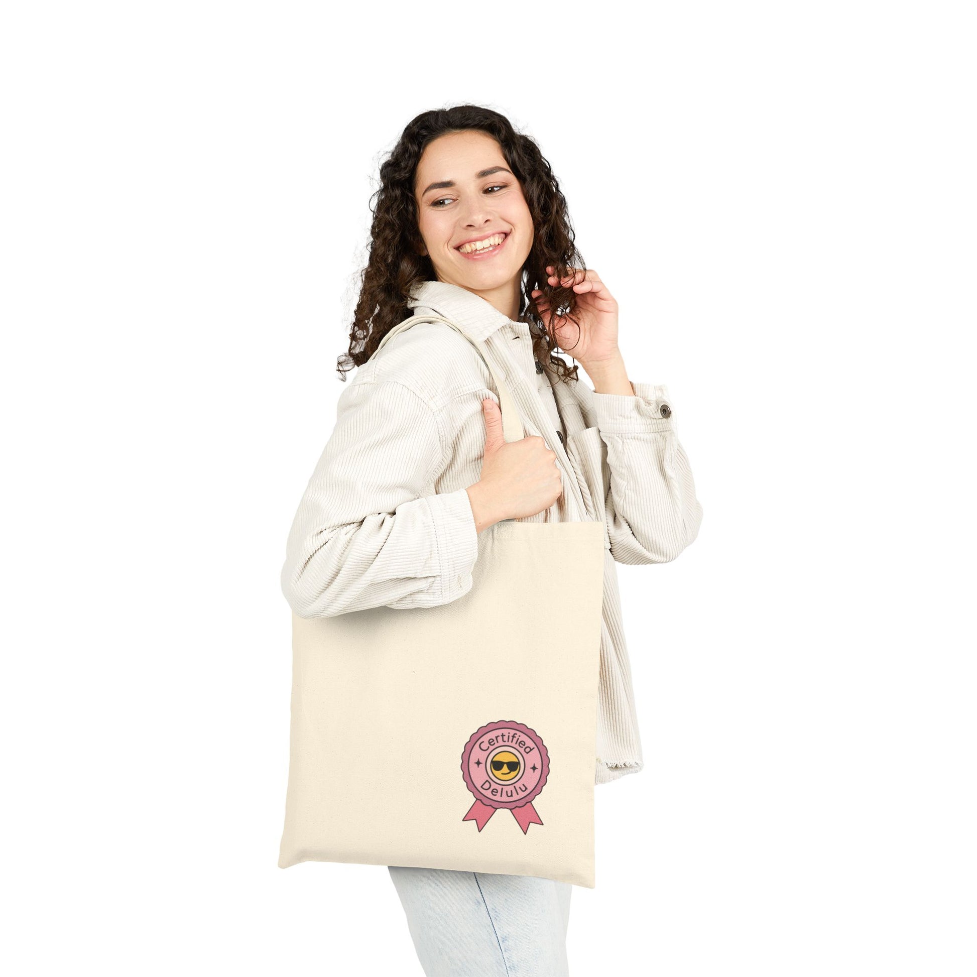 Certified Delulu Canvas Tote Bag – Carry Chaos, Casually: Featuring the Certified Delulu graphic, this canvas tote bag is your fashionable partner in crime.