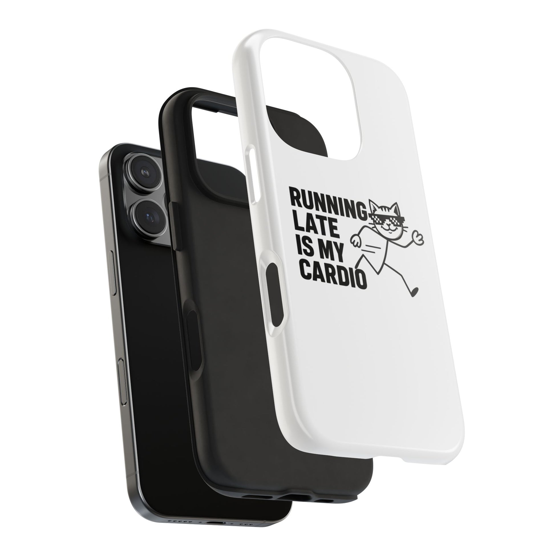The Always Late, Never Broken – SLDPK Phone Case on a table, a humorous accessory that makes a statement for anyone who loves funny phone cases.