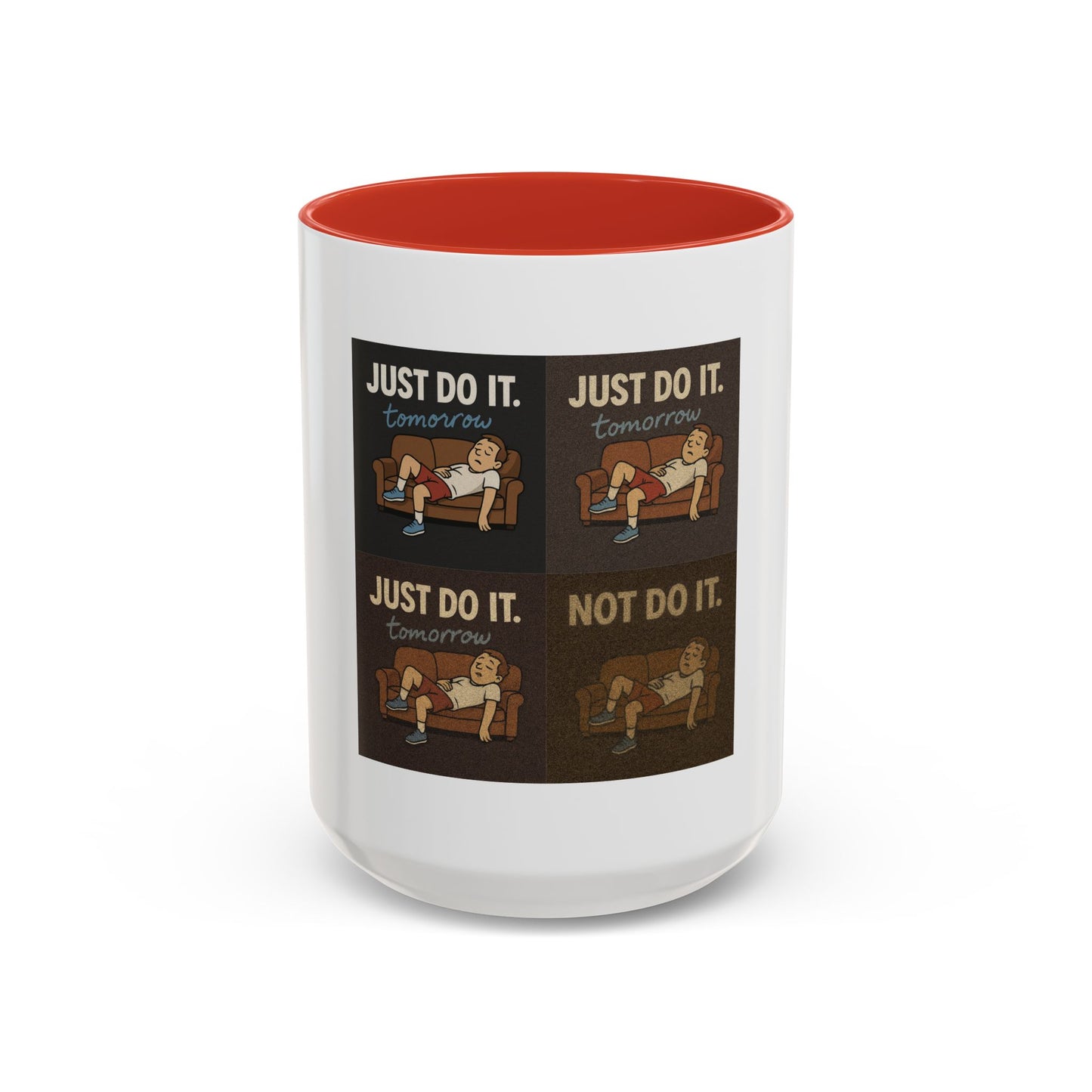 C-shaped handle of the procrastination coffee mug, cozy for gripping while you navigate life at your own pace.