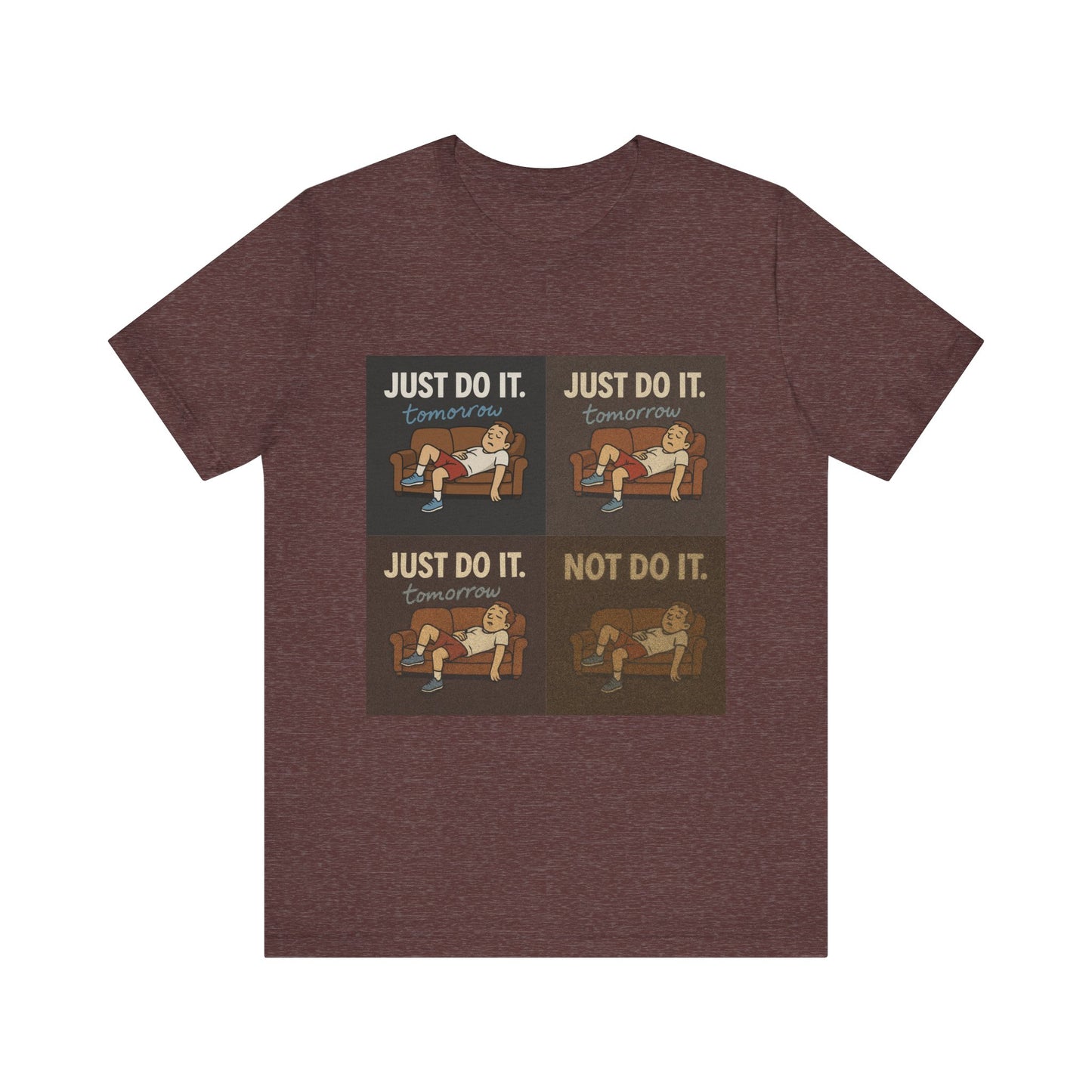 Casual outfit featuring the Just Do It… Tomorrow Meme Tee, the perfect procrastination meme shirt for laid-back days.