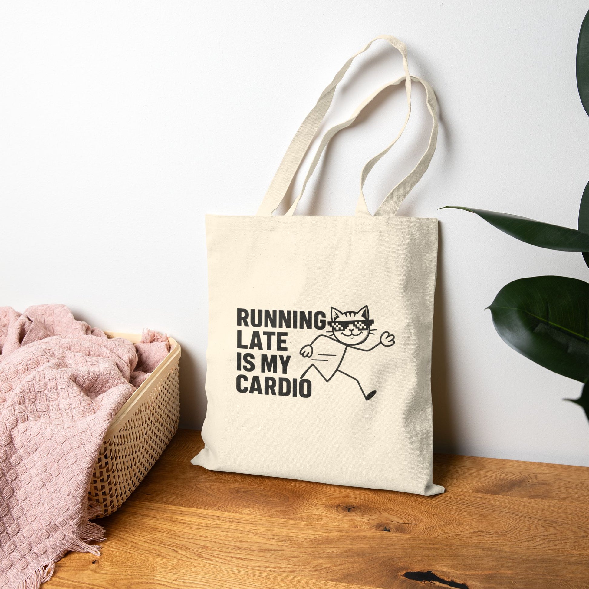 Funny Tote Bag: Running Late Is My Cardio - Great for carrying all your essentials while making a statement.