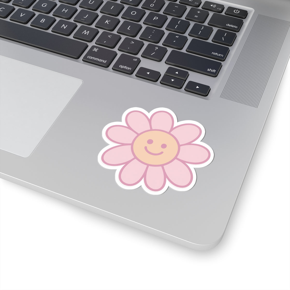 Smiley Flower Vinyl Sticker – Cheerful Delulu Spirit Guide for Healing & Self-Improvement, making your space instantly cuter with its charming flower design and hilarious vibes.