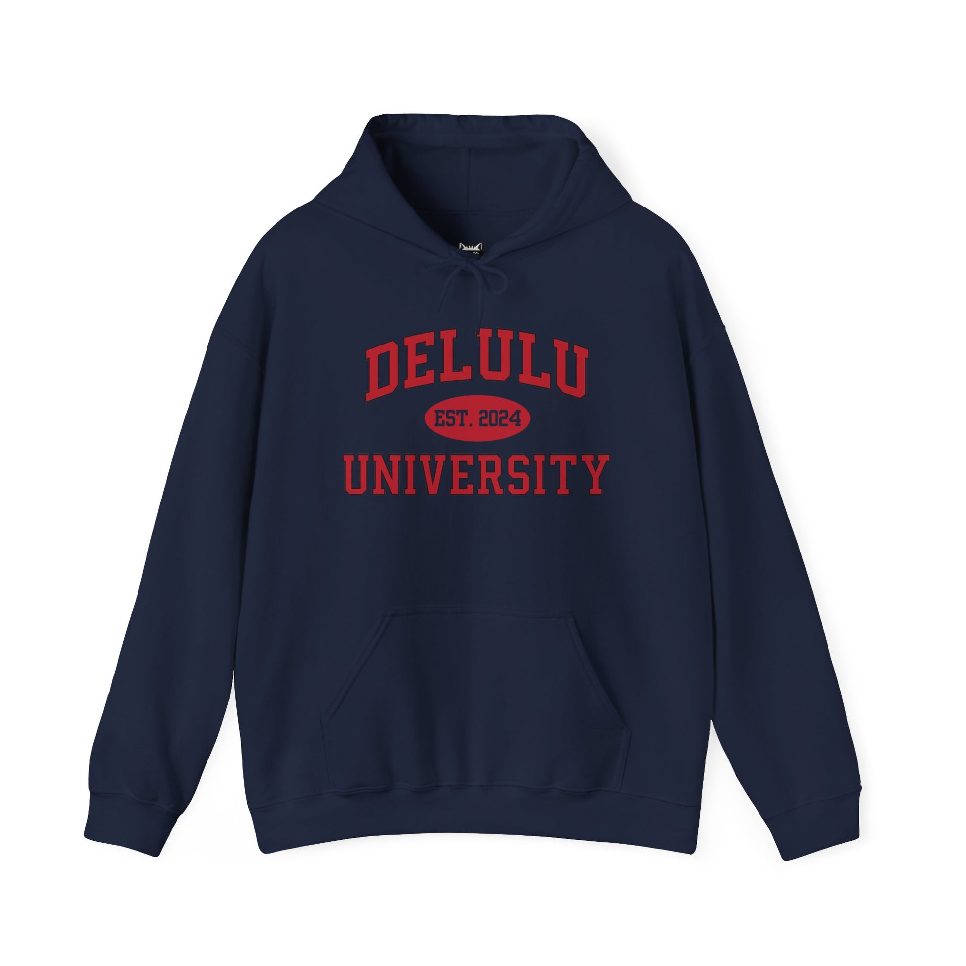 Delulu University Hoodie – Enroll in Chaos, Graduate in Vibes, where comfort meets humor in this funny college hoodie.